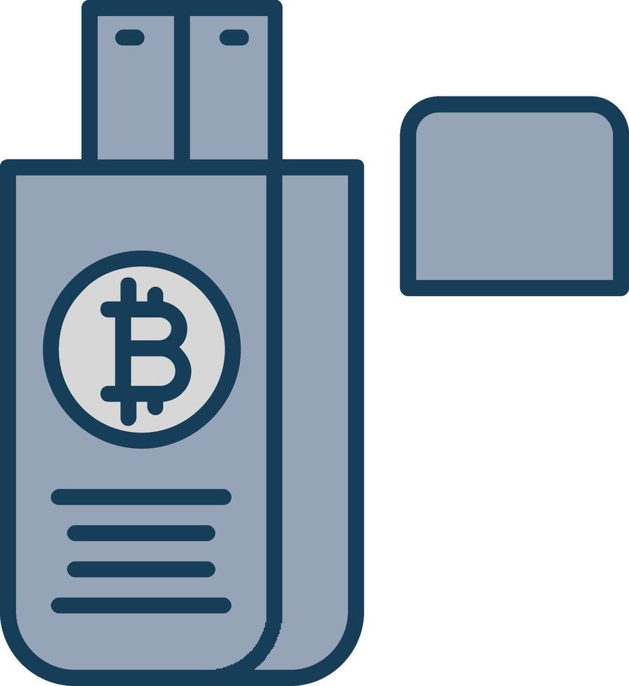 Bitcoin Drive Line Filled Grey Icon vector