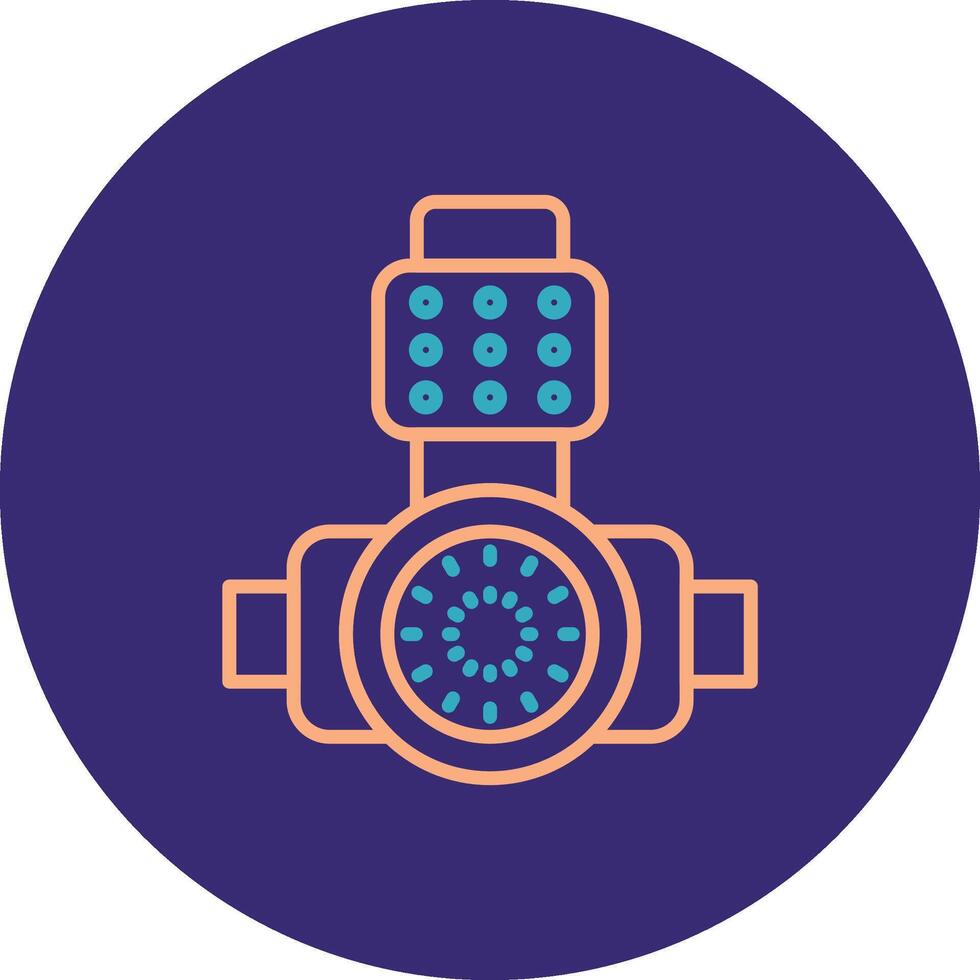 Head Light Line Two Color Circle Icon vector