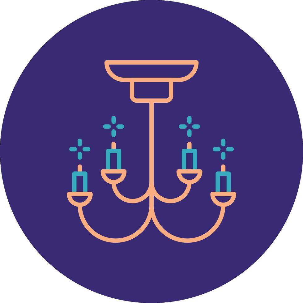 Chandelier Line Two Color Circle Icon vector