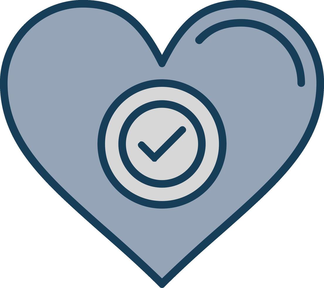 Heart Line Filled Grey Icon vector