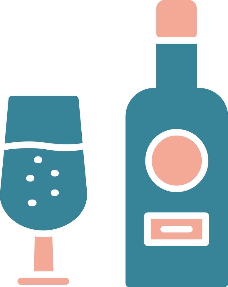 vino botella glifo dos color icono vector