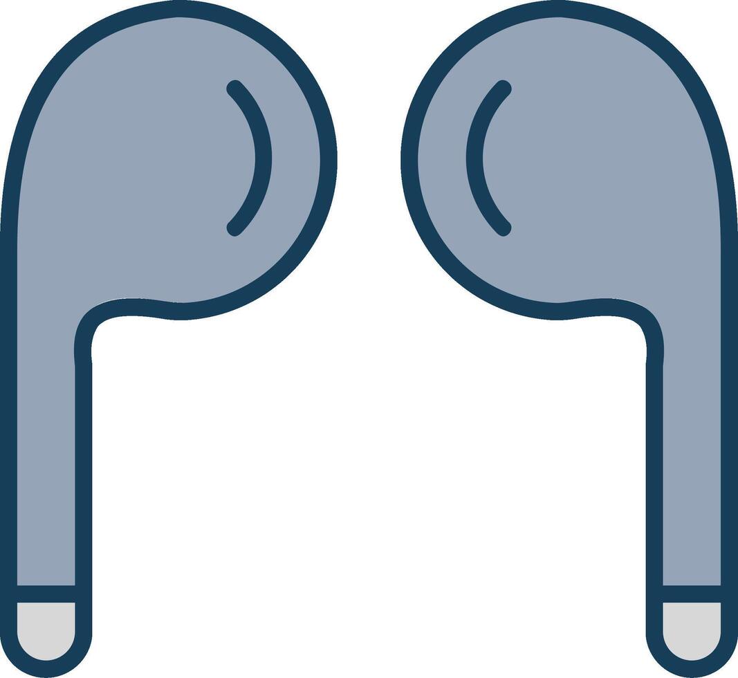 Earbuds Line Filled Grey Icon vector