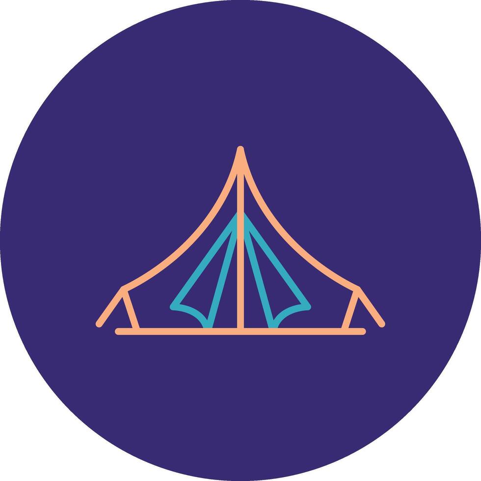 Tent Line Two Color Circle Icon vector