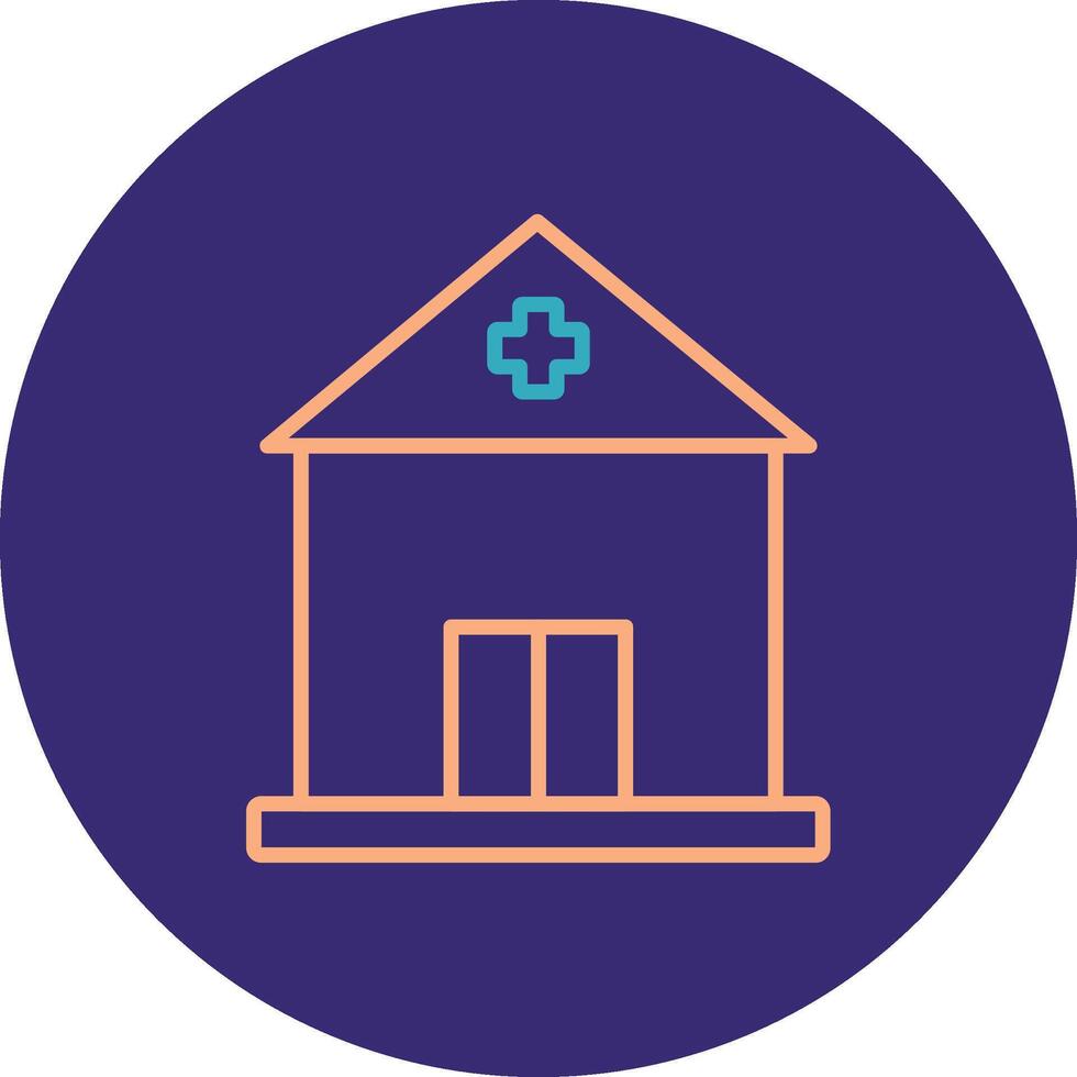Building Line Two Color Circle Icon vector