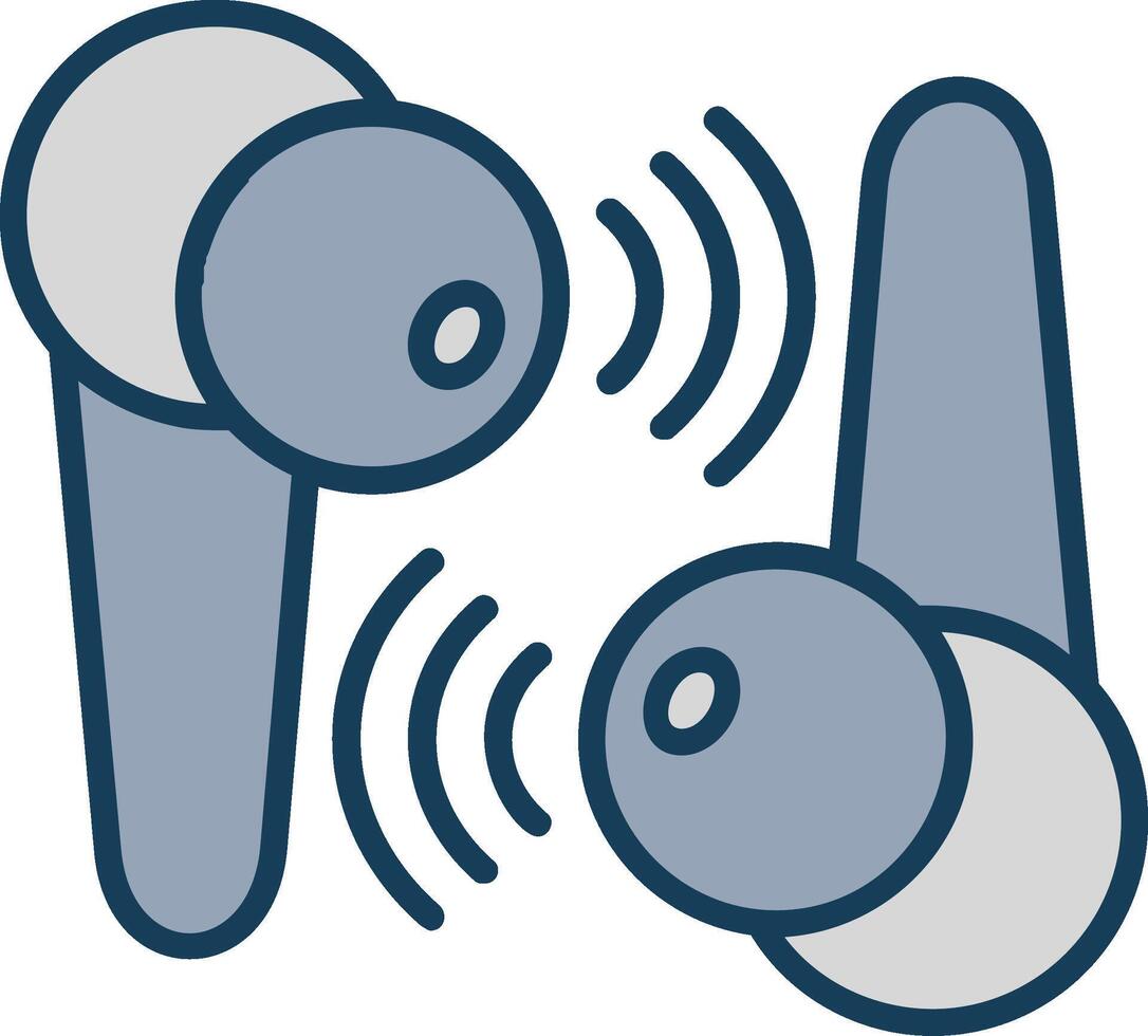 Earbuds Line Filled Grey Icon vector