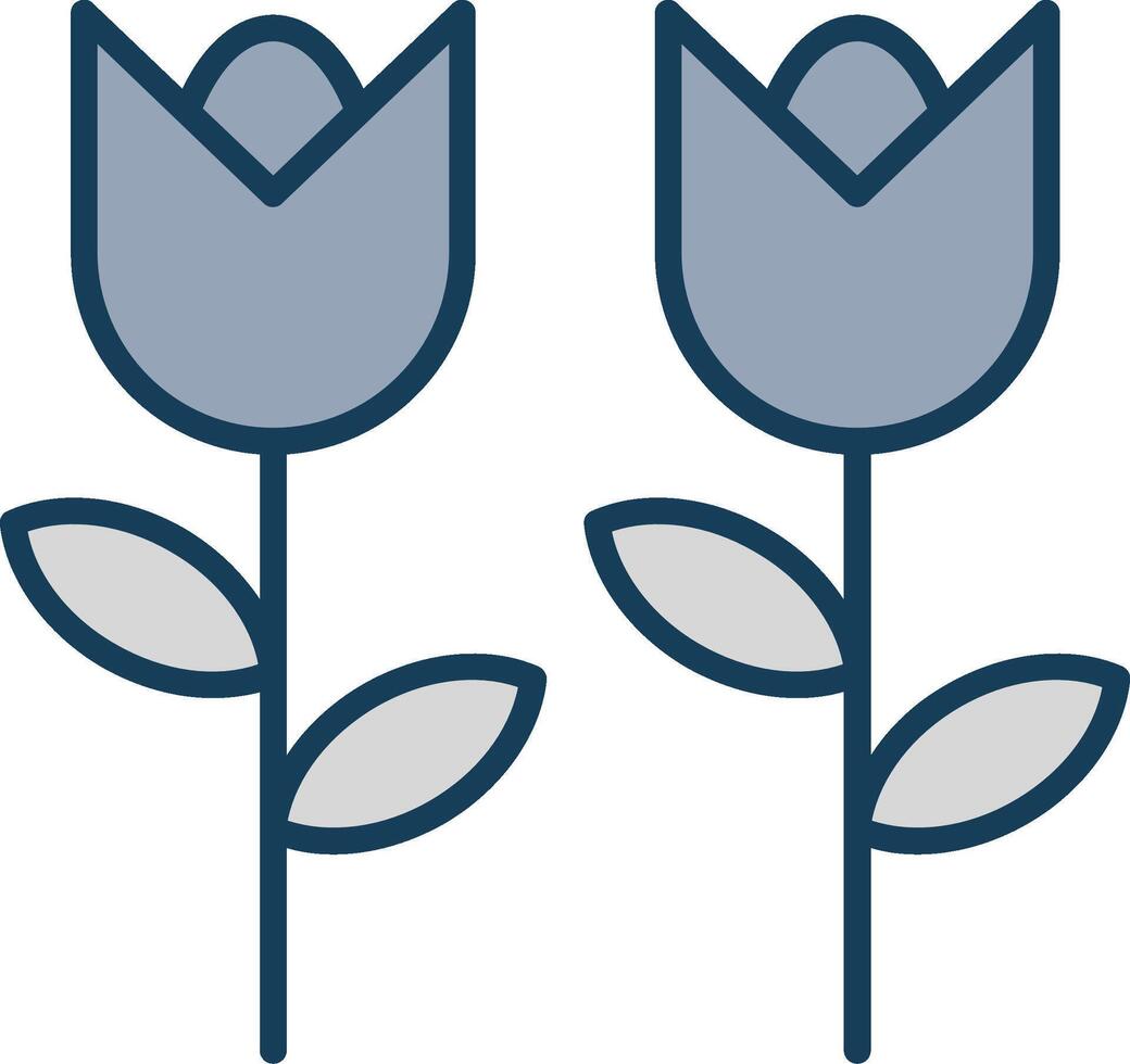 flores línea lleno gris icono vector