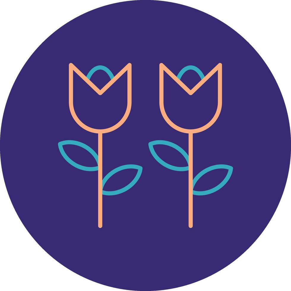 Flowers Line Two Color Circle Icon vector