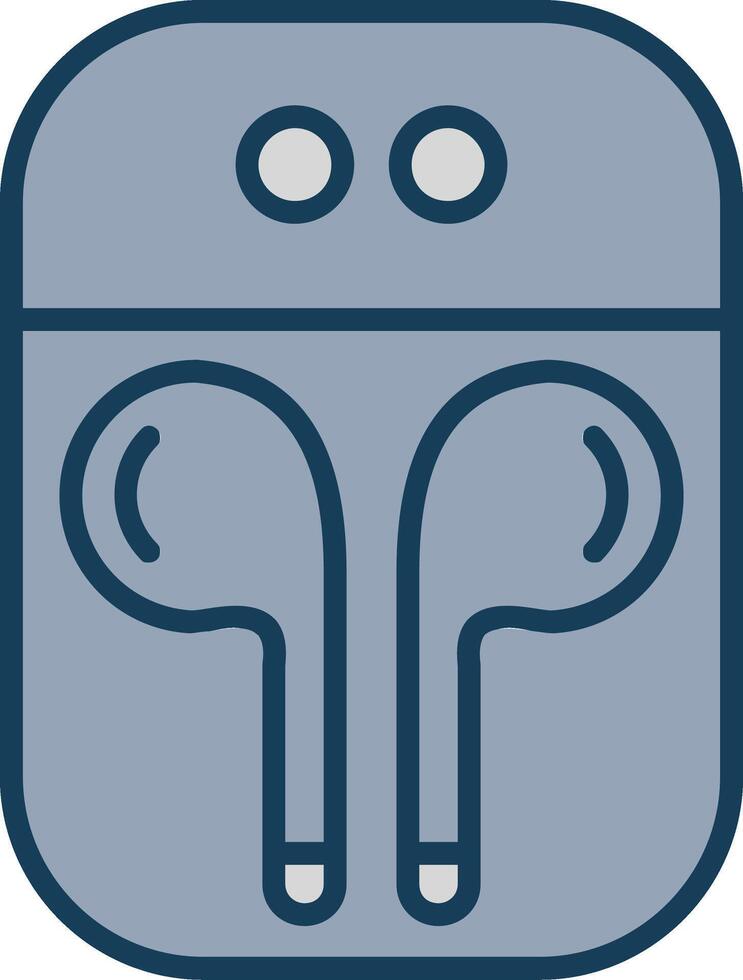 Earbuds Line Filled Grey Icon vector