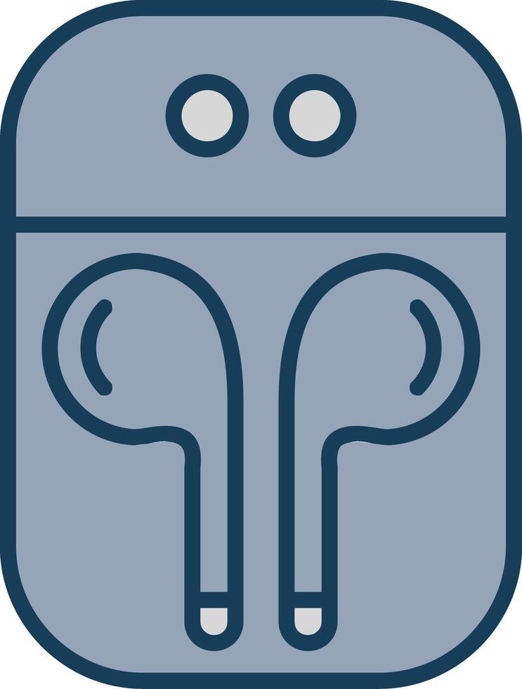 Earbuds Line Filled Grey Icon vector