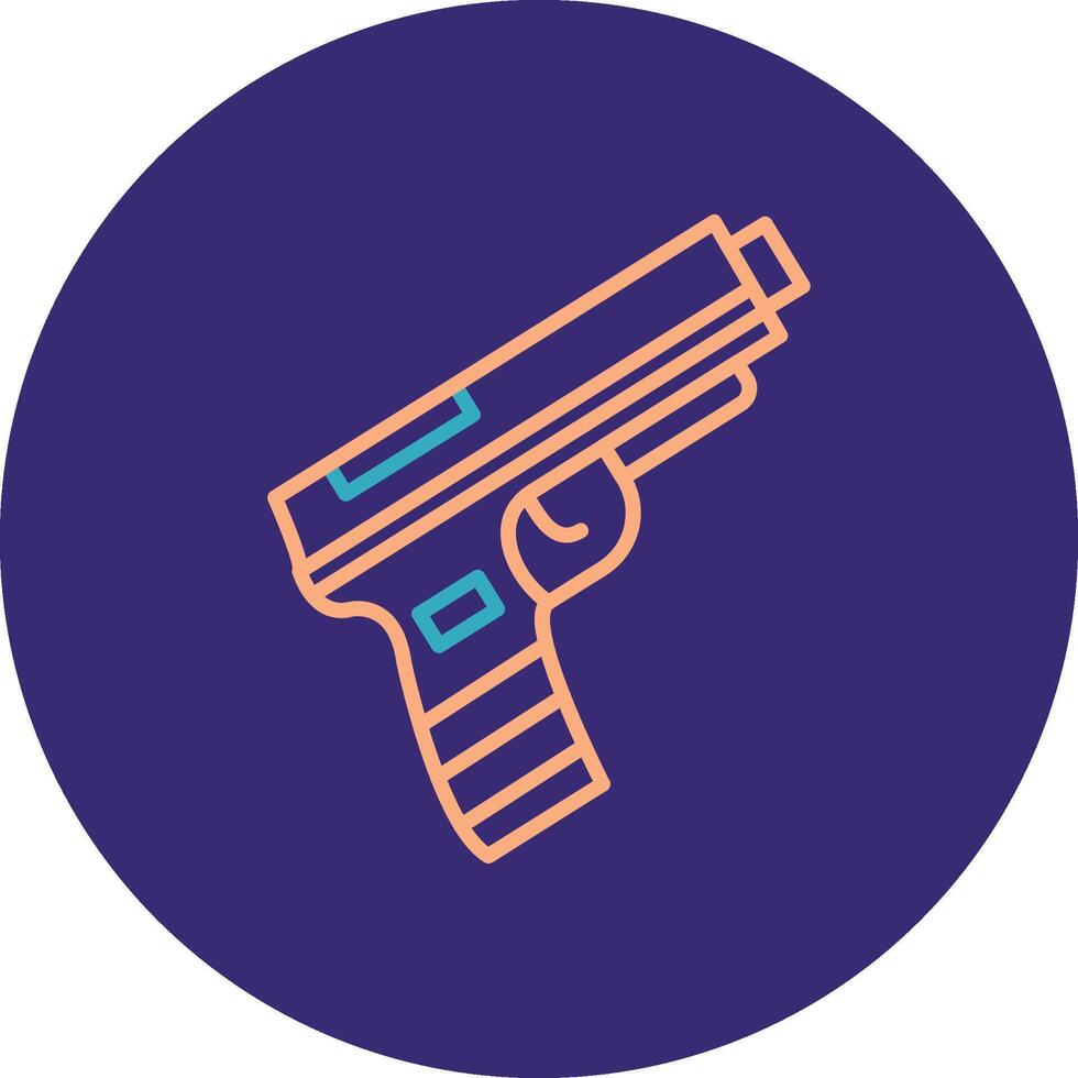 Gun Line Two Color Circle Icon vector