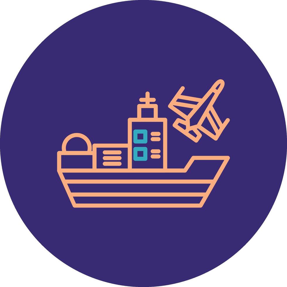 Ship Line Two Color Circle Icon vector