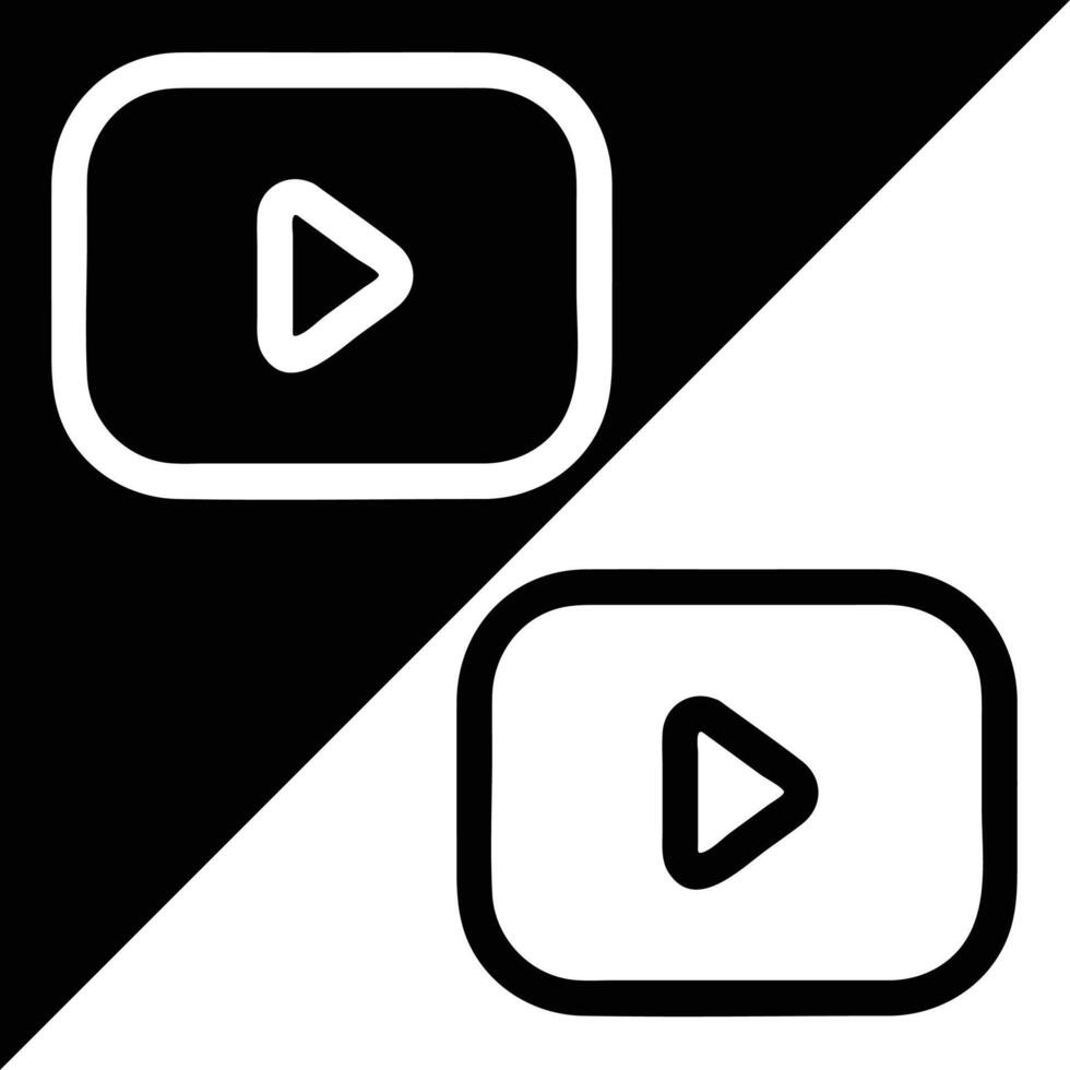 YouTube icon, Outline style, isolated on Black and White Background. vector