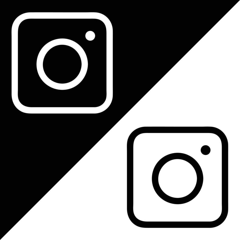 instagram icono, contorno estilo, aislado en negro y blanco antecedentes. vector