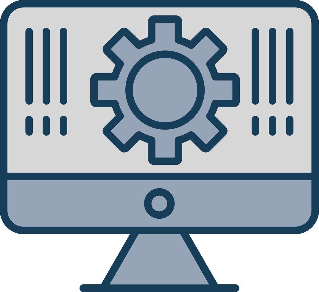 monitor línea lleno gris icono vector