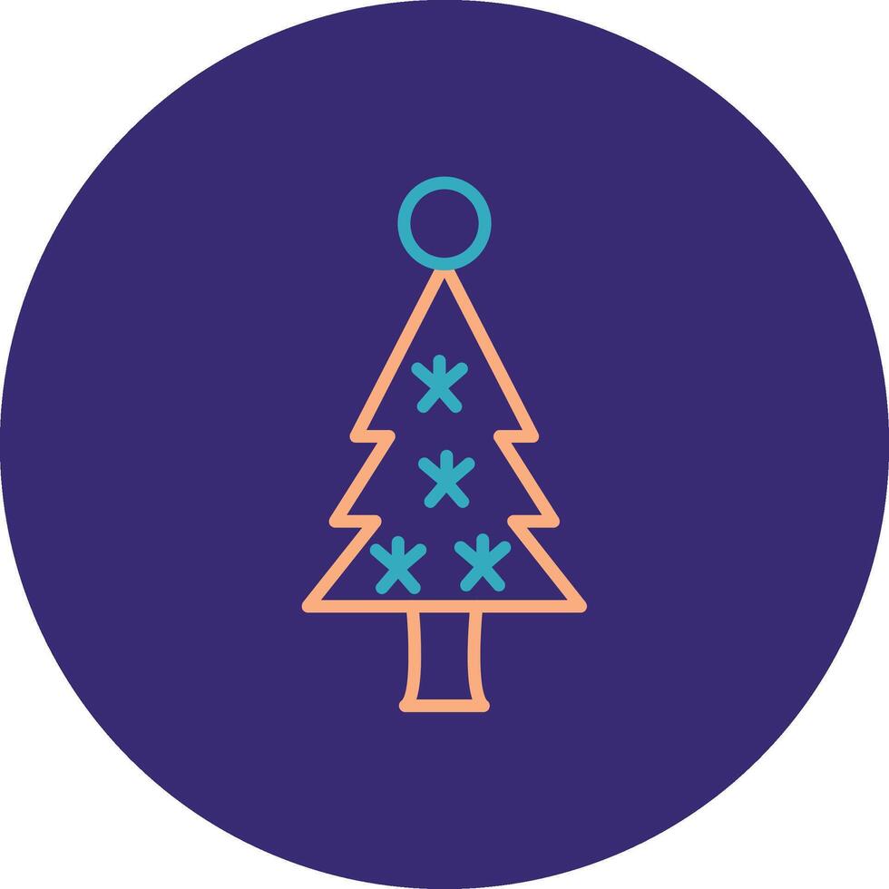 Christmas Tree Line Two Color Circle Icon vector