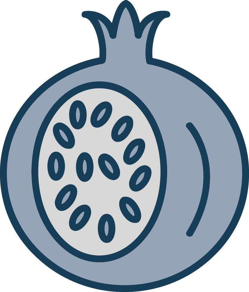 Pomegranate Line Filled Grey Icon vector