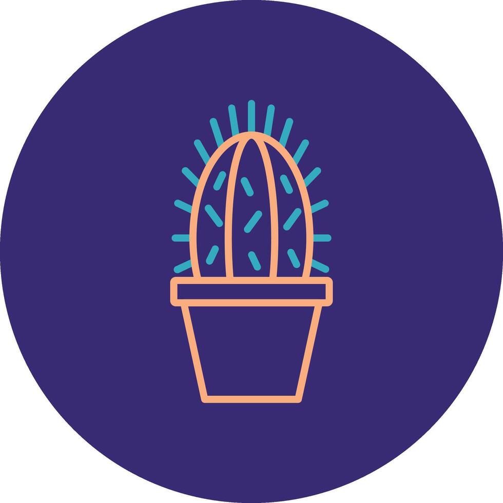 Cactus Line Two Color Circle Icon vector