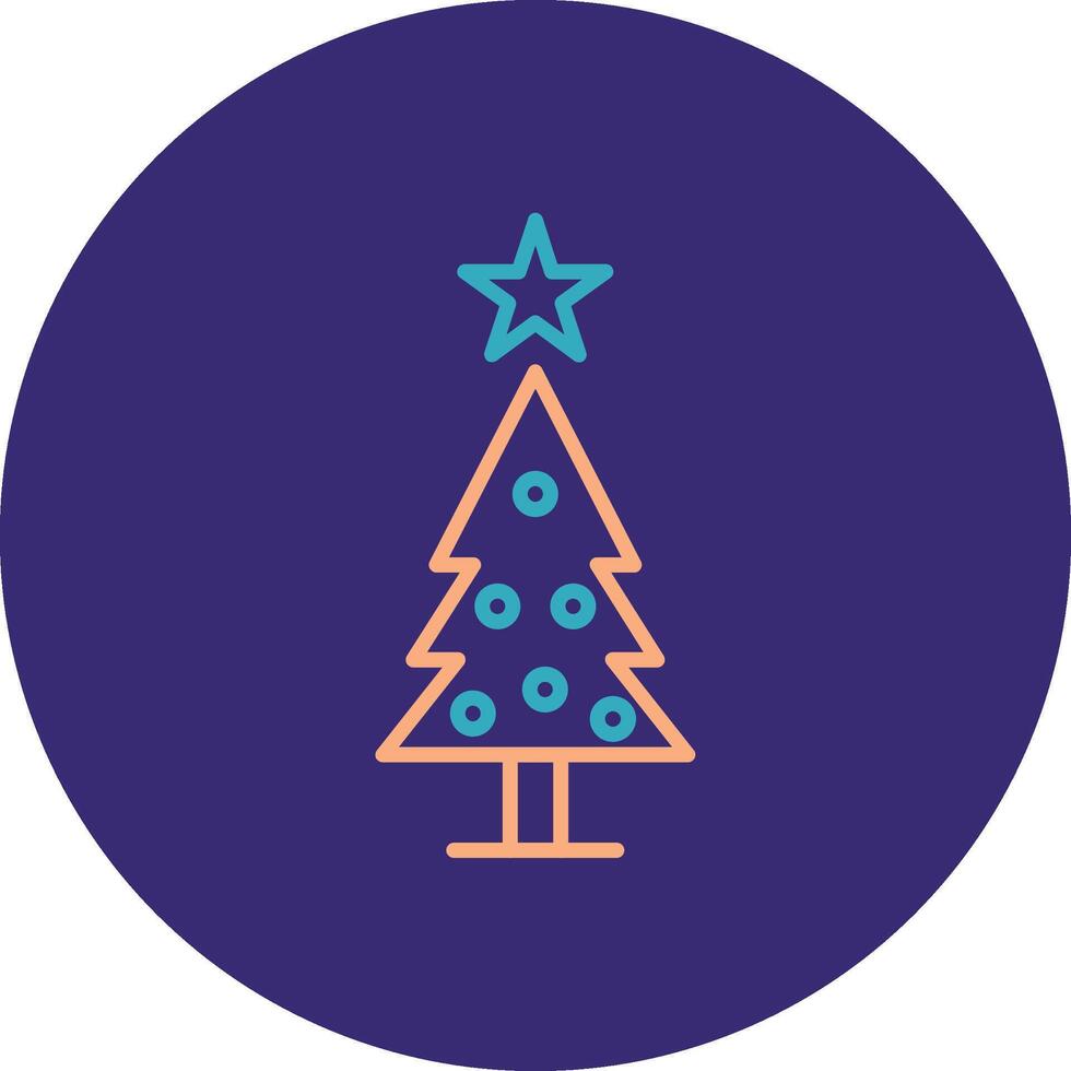 Christmas Tree Line Two Color Circle Icon vector