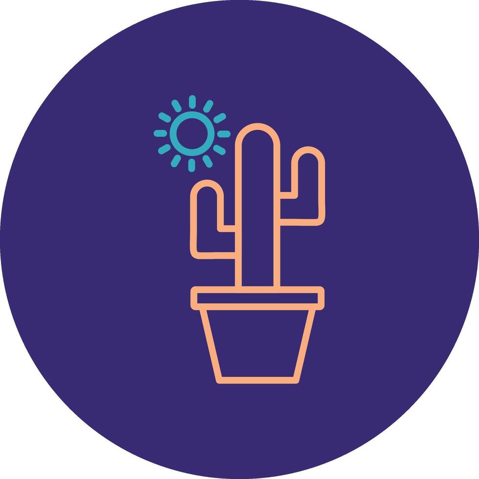 Cactus Line Two Color Circle Icon vector