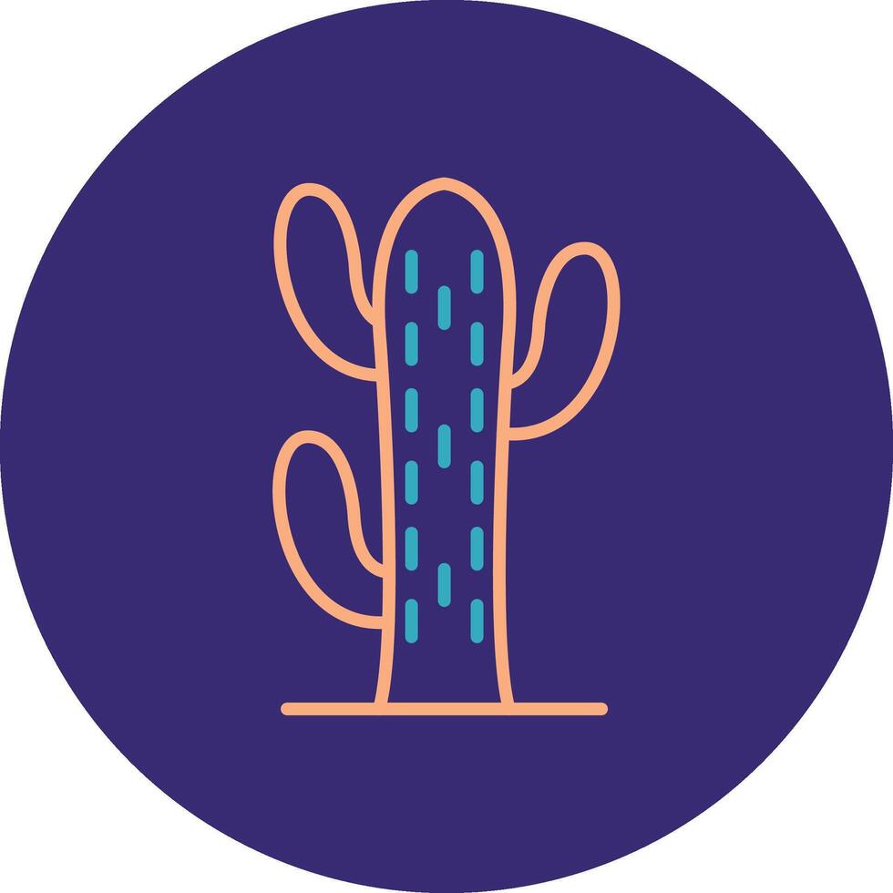 cactus línea dos color circulo icono vector