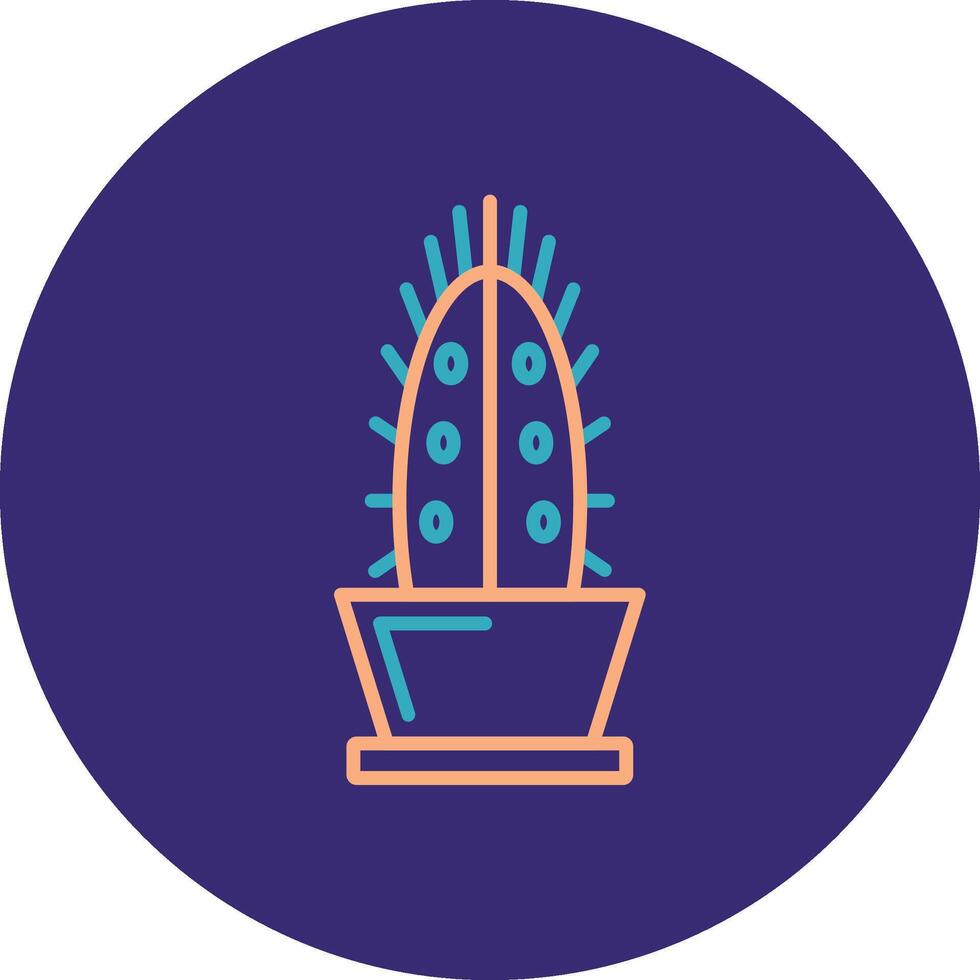 Cactus Line Two Color Circle Icon vector