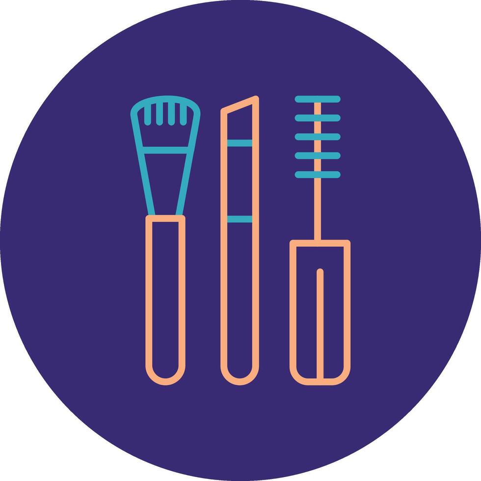 Makeup Brushes Line Two Color Circle Icon vector