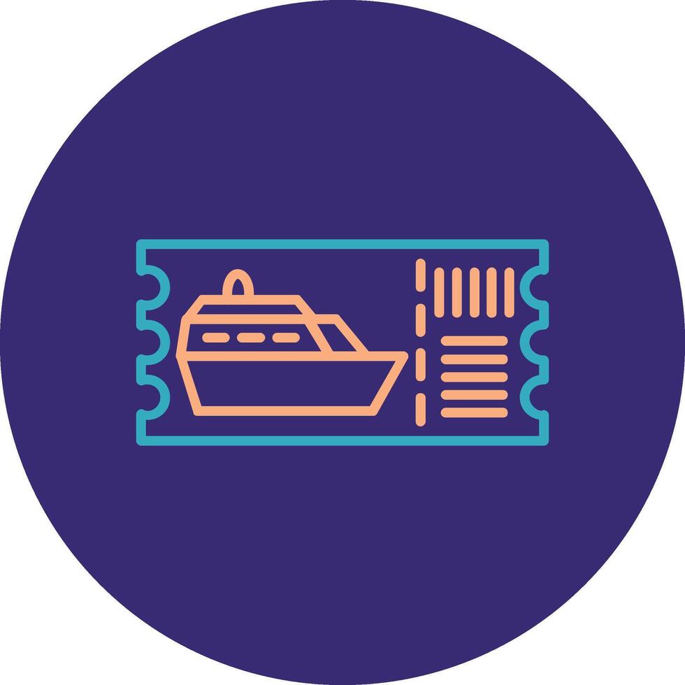 Cruise Ticket Line Two Color Circle Icon vector