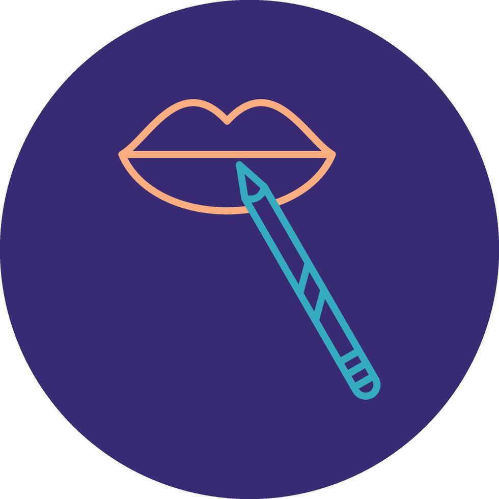 Lip Makeup Line Two Color Circle Icon vector