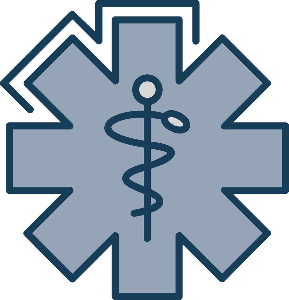 Caduceus Line Filled Grey Icon vector