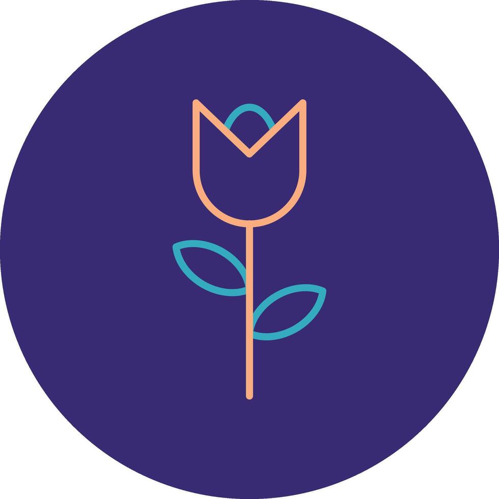 tulipán línea dos color circulo icono vector