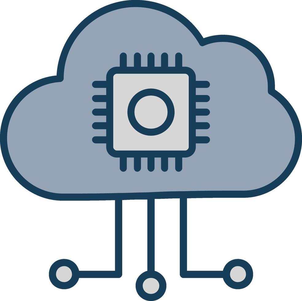 Cloud Computing Line Filled Grey Icon vector