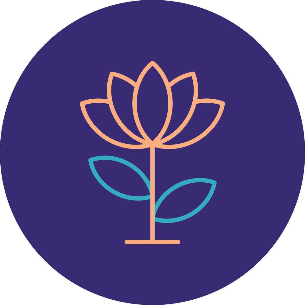 Lotus Flower Line Two Color Circle Icon vector