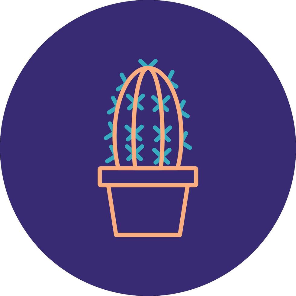 Cactus Line Two Color Circle Icon vector