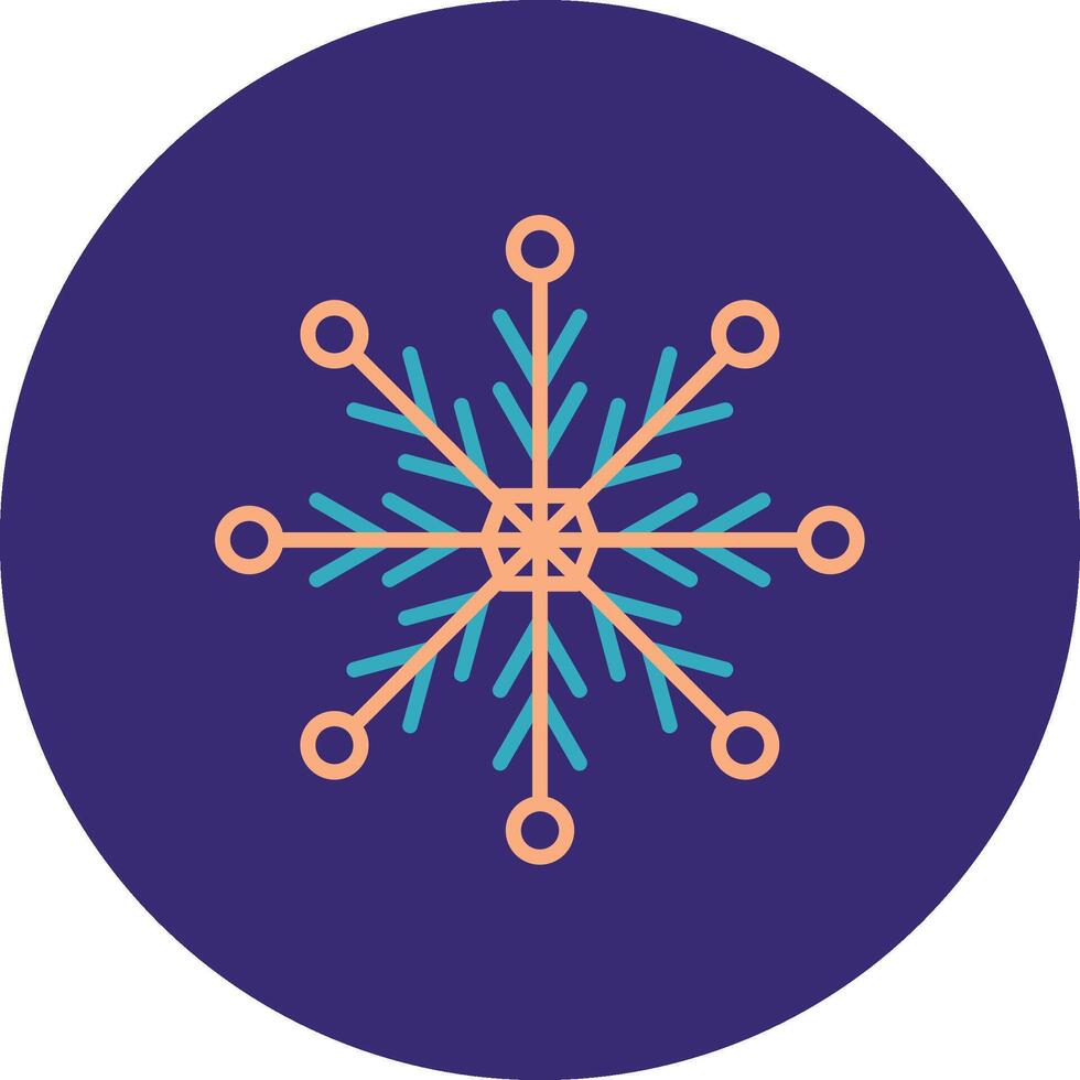 Snowflake Line Two Color Circle Icon vector