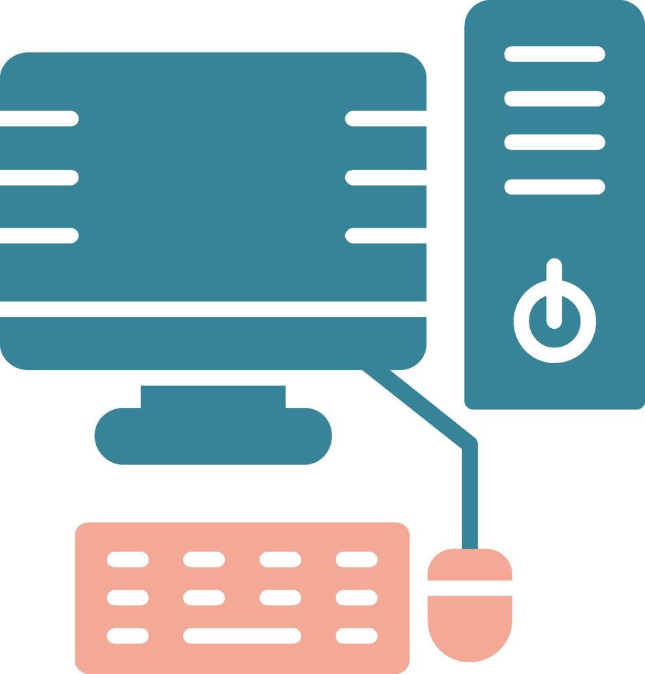 Desktop Computer Glyph Two Color Icon vector