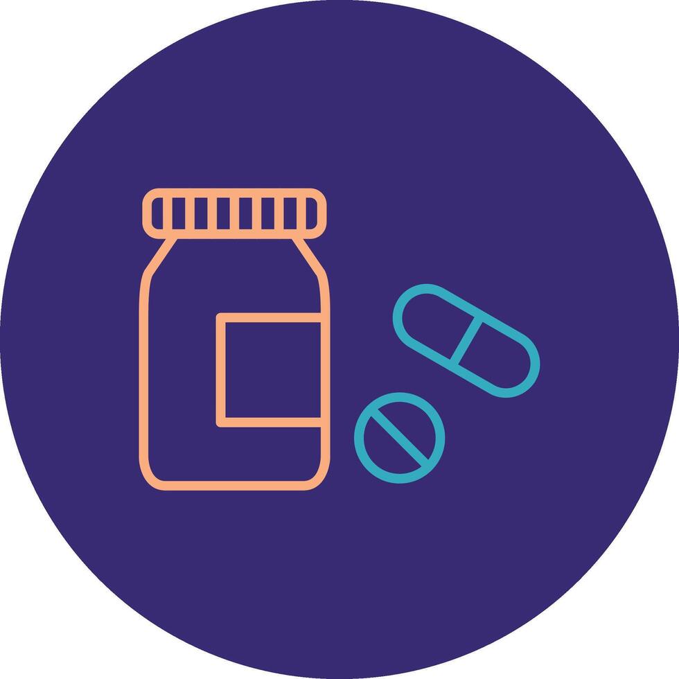 Pills Bottle Line Two Color Circle Icon vector