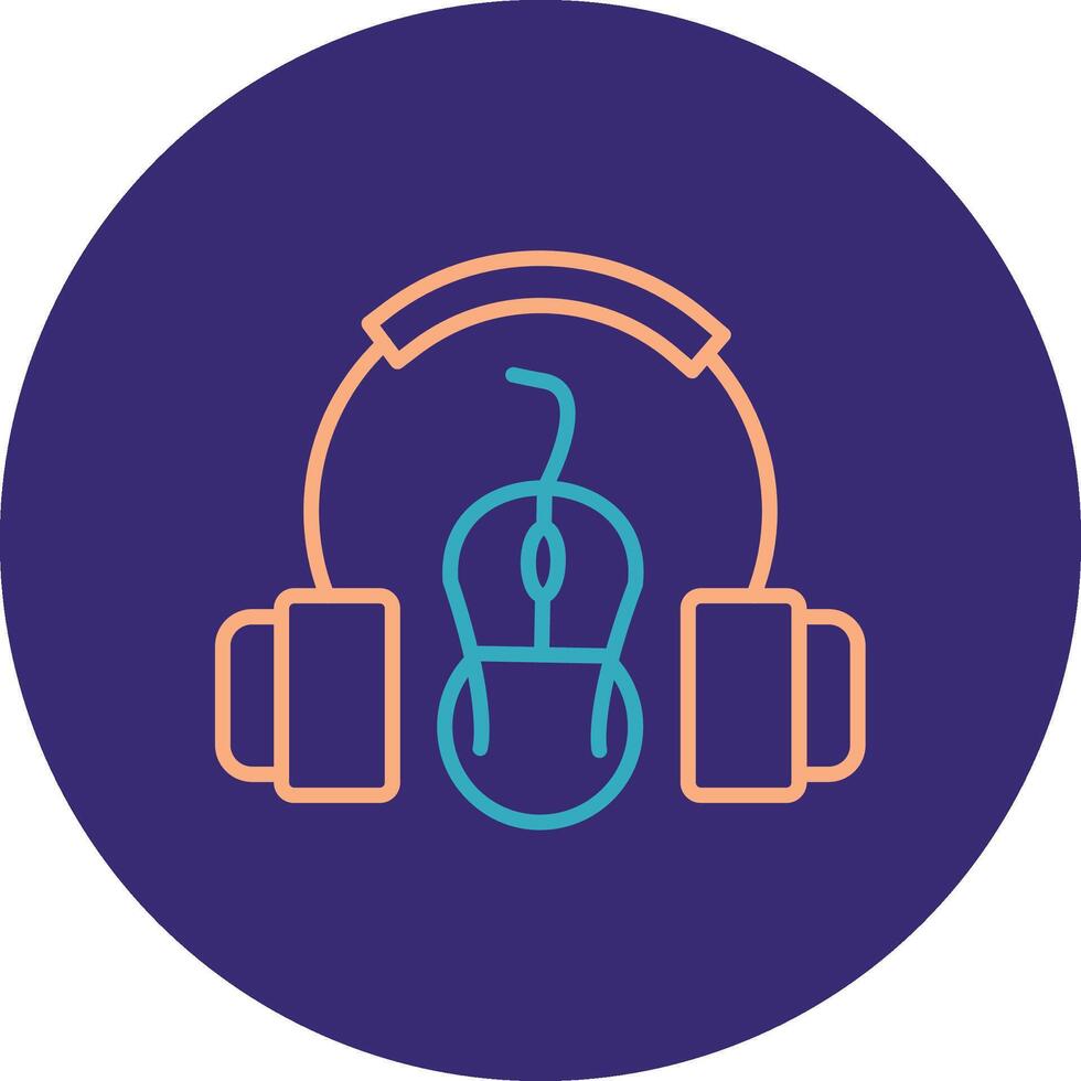 Headset Line Two Color Circle Icon vector