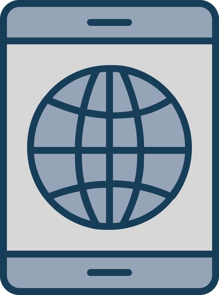 Earth Globe Line Filled Grey Icon vector