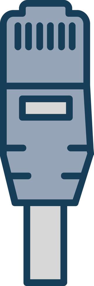 Ethernet Line Filled Grey Icon vector