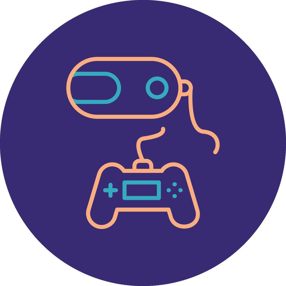 Vr Game Line Two Color Circle Icon vector