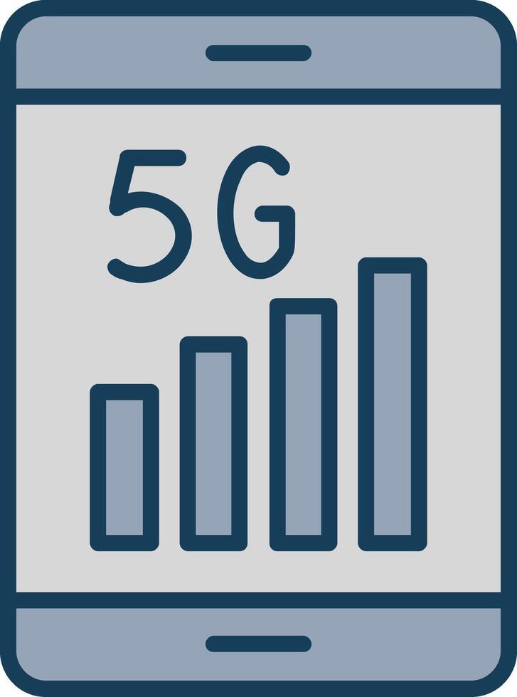 5g línea lleno gris icono vector