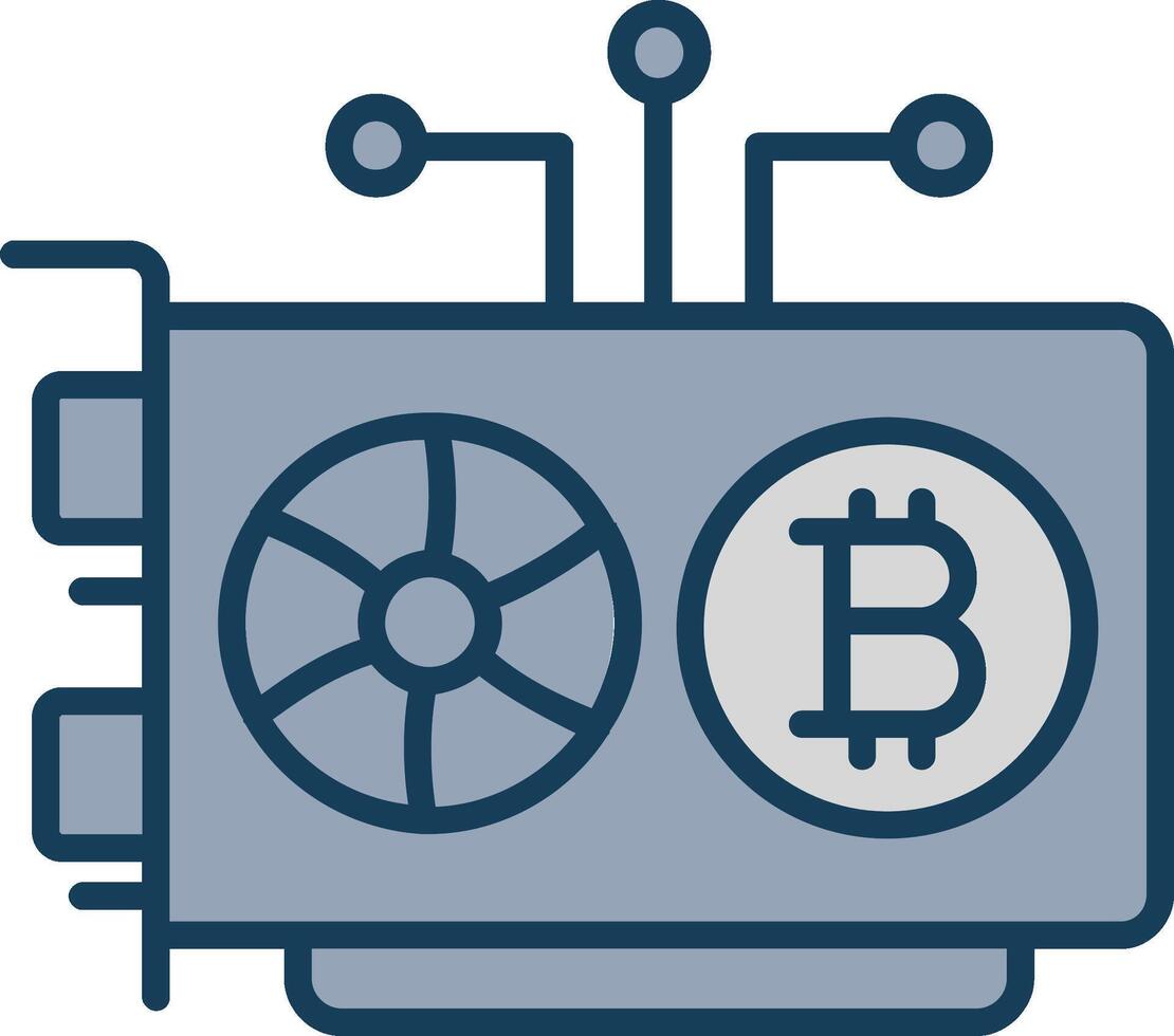 Mining Rig Line Filled Grey Icon vector