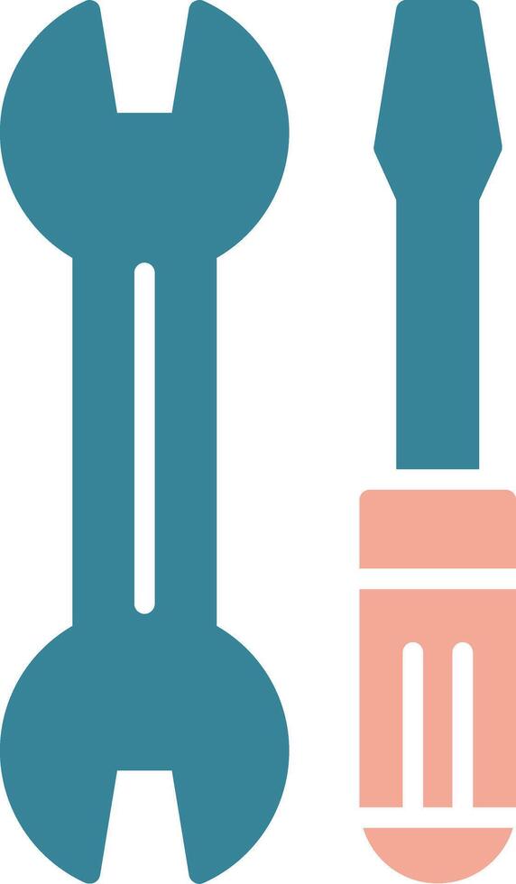 Wrench and Screw Driver Glyph Two Color Icon vector