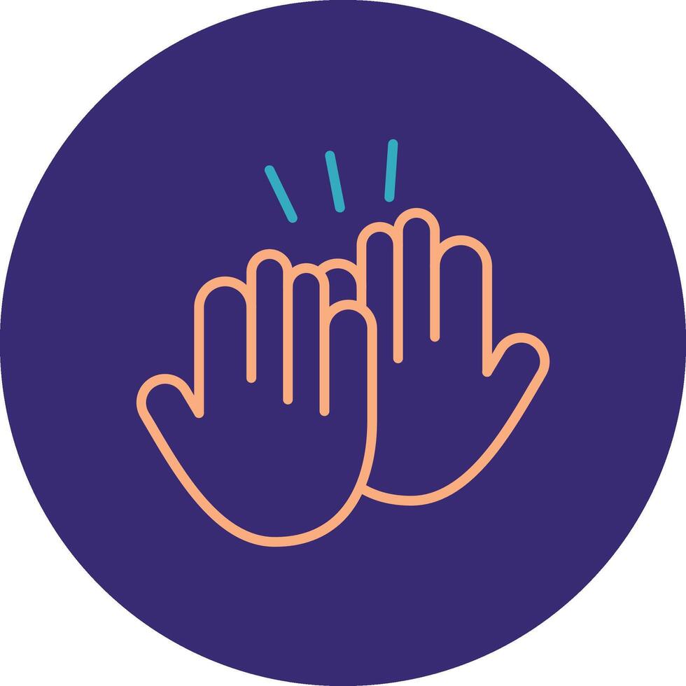 High Five Line Two Color Circle Icon vector