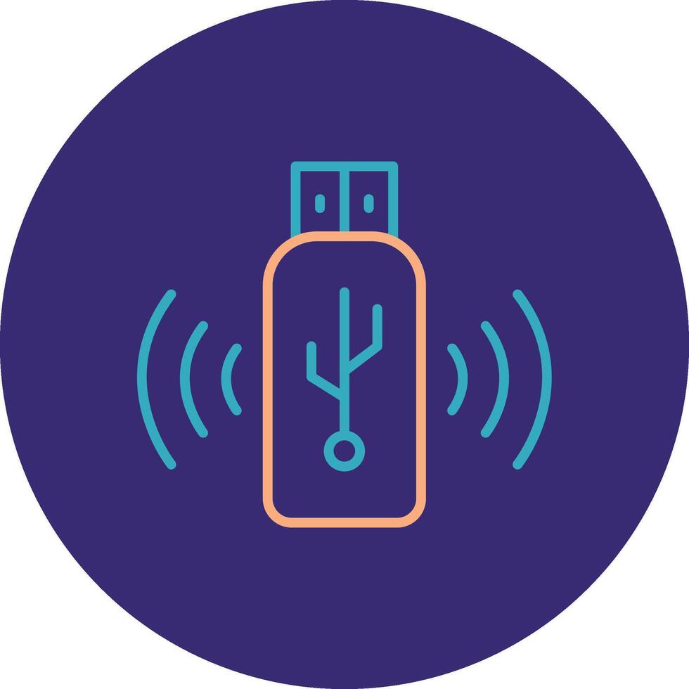 Usb Line Two Color Circle Icon vector