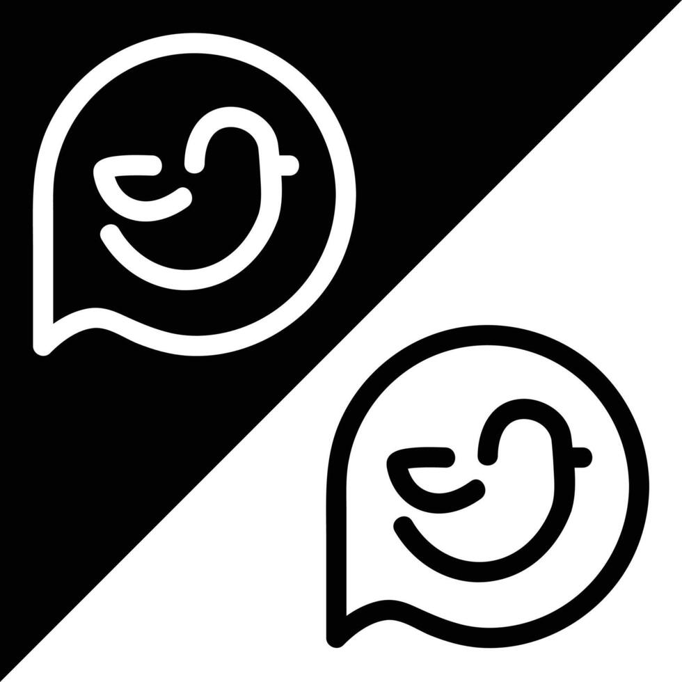 Twitter old icon, Outline style, isolated on Black and White Background. vector