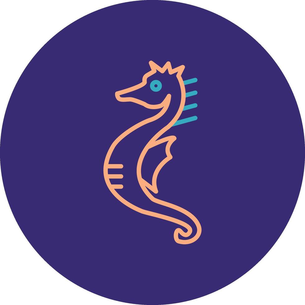 Seahorse Line Two Color Circle Icon vector