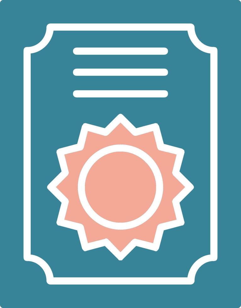 Certificate Glyph Two Color Icon vector