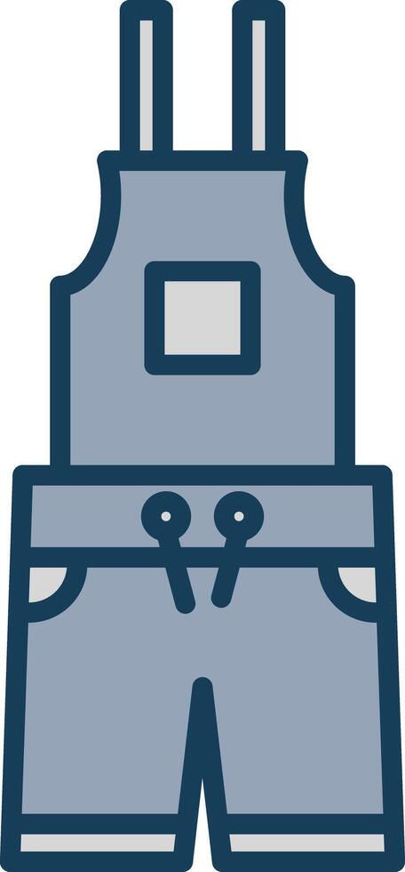 Dungarees Line Filled Grey Icon vector