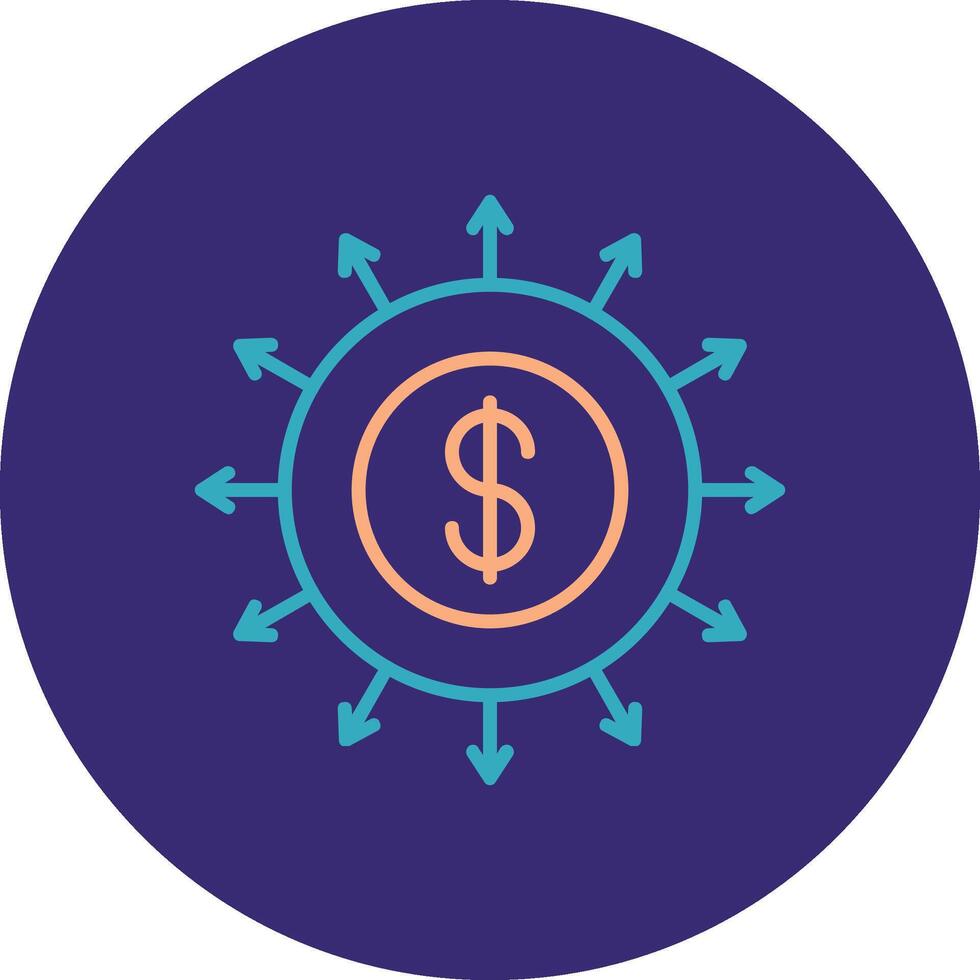 Budget Spending Line Two Color Circle Icon vector